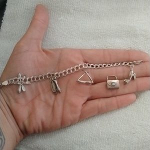 Sterling silver charm bracelet and charms